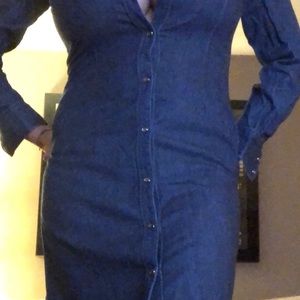 Denim below knee dress from The Limited